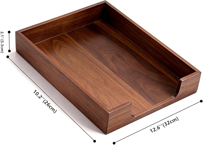 Bamber Wood Letter Tray Wooden Desk Organizer Paper Document File Tray for Office Supplies Collection Folders Notebooks, Black Walnut