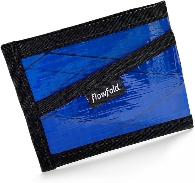 Flowfold Recycled Sailcloth Wallets - 3 Pocket Card Holder Wallet, Front Pocket Wallet, Slim Card Holder Wallet Made in USA (Blue Sailcloth)