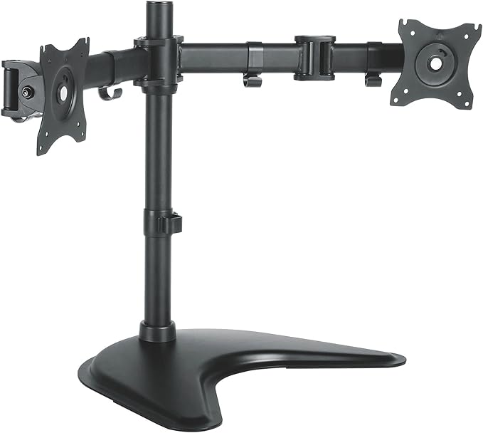 Kantek Dual Monitor Articulating Desktop Stand, for 13" to 27" Monitors, 32" X 13" X 17.5", Black, Supports 18 Lb