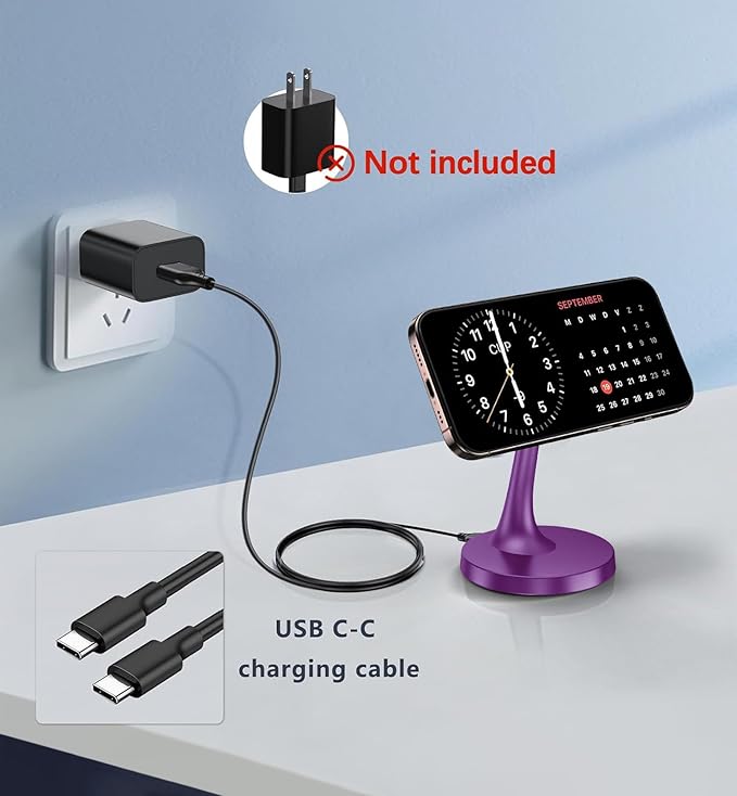 Magnetic Wireless Charger iPhone Stand, 15W Fast Mag-Safe Charger iPhone 17/17 Air/17 Pro/17 Pro Max 16/15/14/13/12 Series Magnet Wireless Charging Station/Pad/AirPods for Home, Office, Travel