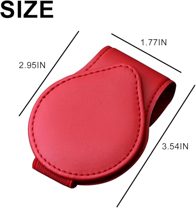 Mandark Magnetic Sunglass Holder for Car Visor, Leather Vehicle Eyeglass Hanger Clip, Automotive Interior Ticket Card Glasses Organizer Clamp Accessories, Universal for SUV, Sedan, Truck(Red)