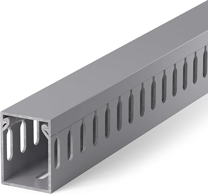 ZhiYo H1.6in W1.2in Professional Server Rack Cable Management Raceway, 6ft (2 x L3ft) Cable Raceway Kit, Electrically Safe PVC Open Slot Wire Raceway for Under Desk/Computer/Network Cords, Grey