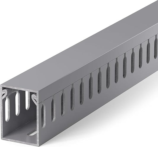 ZhiYo H1.6in W1.2in Professional Server Rack Cable Management Raceway, 6ft (2 x L3ft) Cable Raceway Kit, Electrically Safe PVC Open Slot Wire Raceway for Under Desk/Computer/Network Cords, Grey