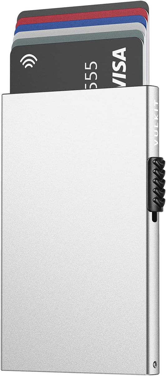 VULKIT Minimalist Credit Card Holder Pop Up Cards RFID Protection Slim Metal Wallet