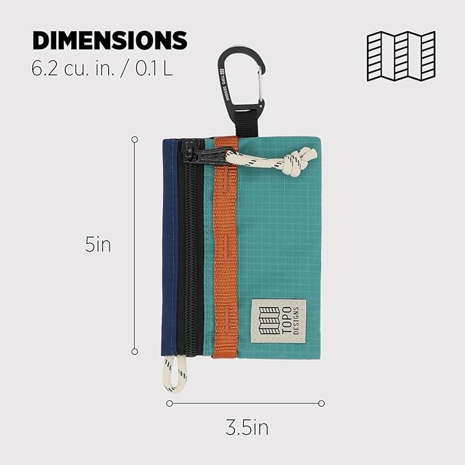 Topo Designs Accessory Bags, Travel Organizer Accessories for Smaller Items, Durable Storage Pouch, 3 Sizes, Fully Lined Pack Cloth (Mountain, Midnight/Caribbean)