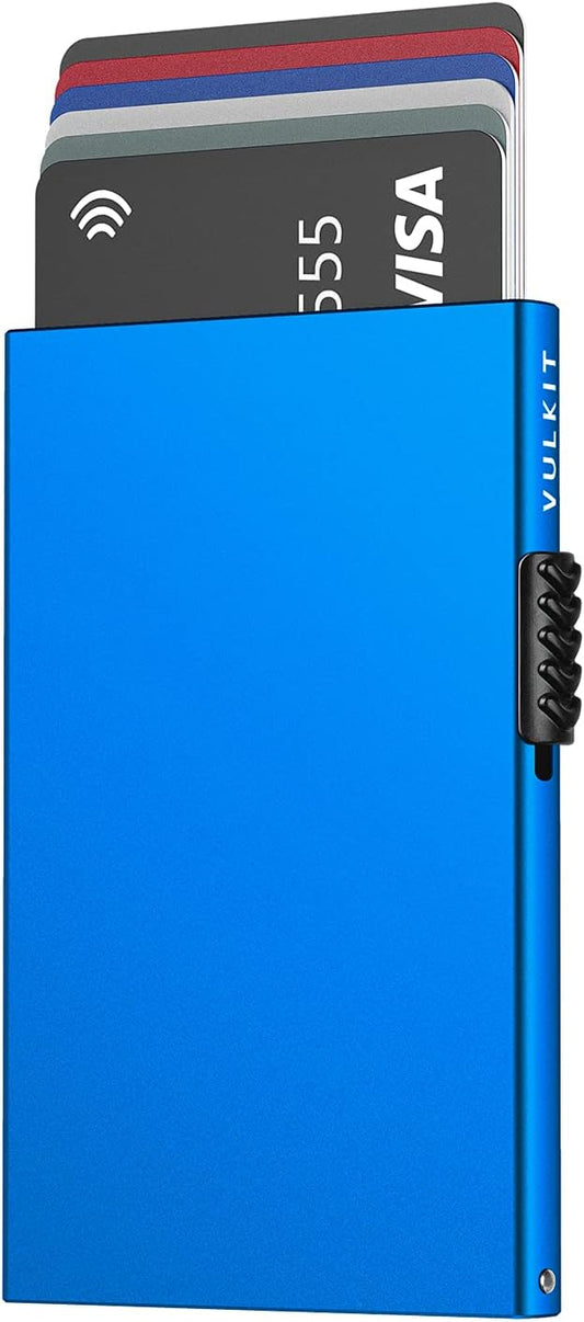 VULKIT Minimalist Credit Card Holder Pop Up Cards RFID Protection Slim Metal Wallet