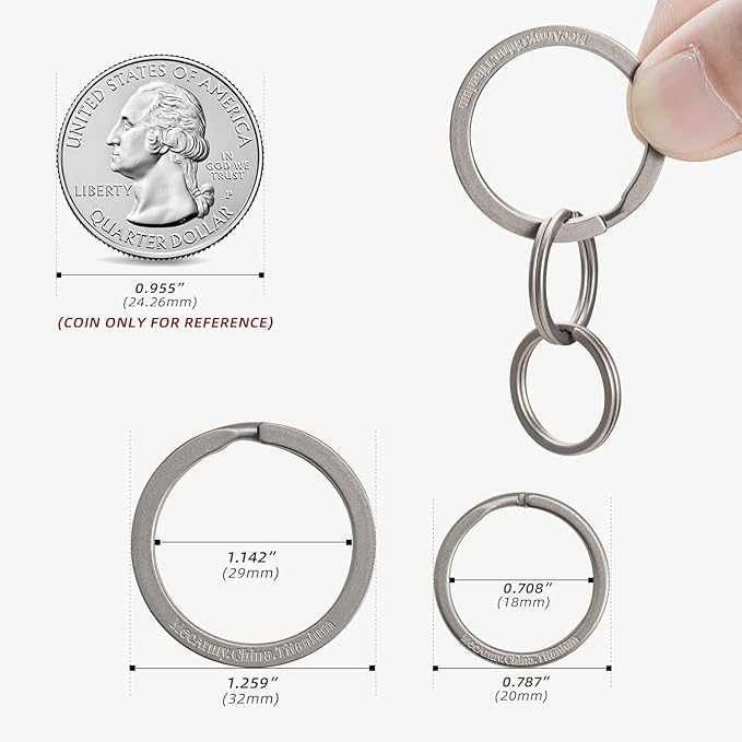 MecArmy Titanium 3pcs/4pcs/7pcs/18pcs Key Rings Keychain Large Small Split Rings