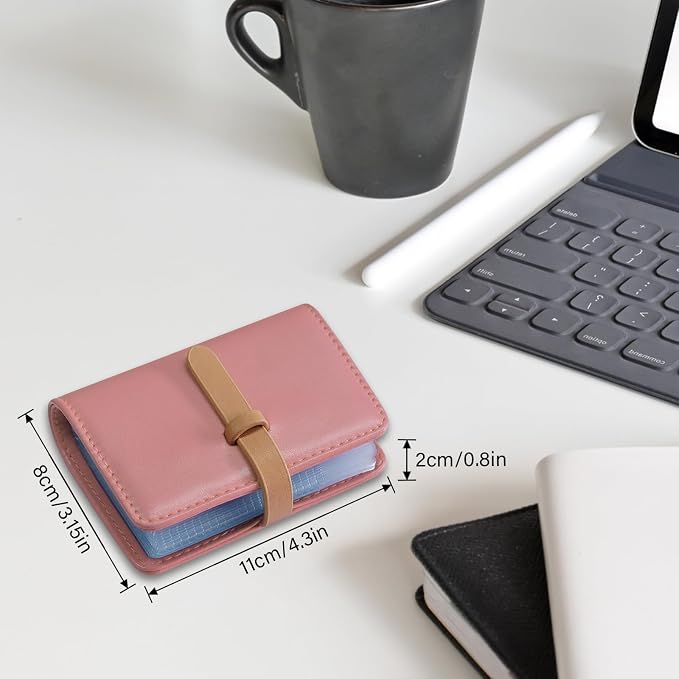 Credit Card Holder with 40 Suitable Slot, ID Card Case PU Leather Wallet for Women Men Business Organiser Pocket (Pink)