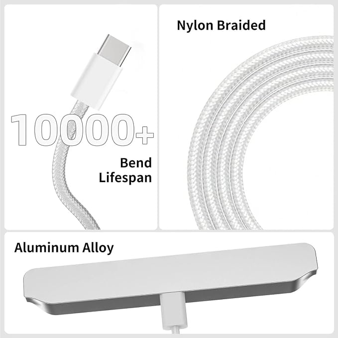 Magnetic Wireless Charger for iPad (A16) 11th/10th Generation 11''/10.9'' 2025/2022, 18W Alloy Material iPad 11/10 Smart Connector Charger with Nylon Braided USB-C to C Cable