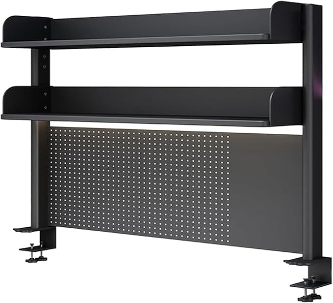 2 Tier Organizer Shelf Clamp On Desk 23 31 39in,Computer Desk Accessories for Office,Pegboard Workstation Desk Extender,Privacy Panel for Gaming Desk Desktop Shelving System(60cm/23.6in)