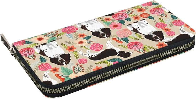 English Springer Spaniel Wallet for Men Women Elegant Long Clutch Zip Around Travel Leather Coin Purse Large Capacity Credit Card Holder Handbag