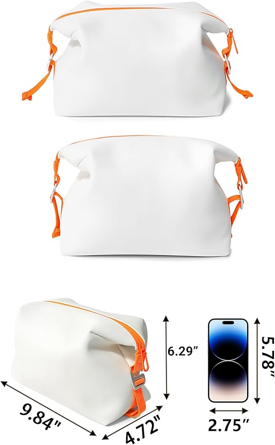 6"x 11" 6L Large Silicone Toiletry Bag,Waterproof Leakproof Foldable Travel Organizer,Dopp Kit Alternative for Men & Women,White