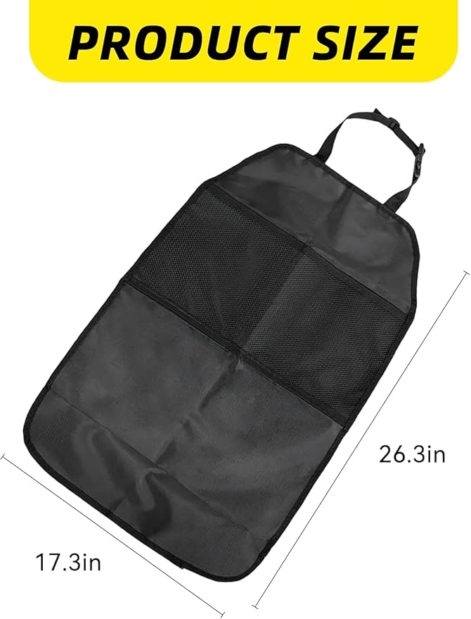 MoNing 2 PCS Kick Mat Back Seat Protector, Waterproof Car Backseat Protective Kick Mat with 2 Mesh Pockets, Large Vehicle Seat Back Kick Mat Organizer for Kids