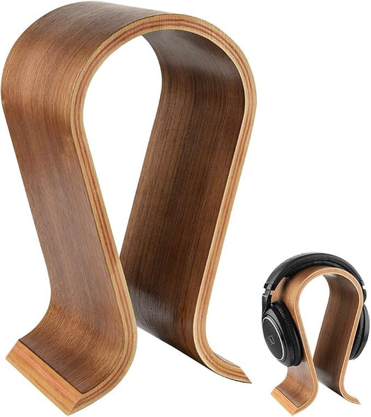 Linkidea Wooden Omega Headphones Stand/Wooden Headphone Hanger/Wood Headset Holder/Omega Earphone Desk Display Hanger - Wooden Headsets Walnut Finish