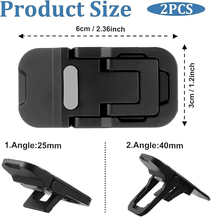 Bewudy 2 Pcs Portable Keyboard Stand, Dual Tilt Angle Adjustment, Foldable Laptop Riser, Self-Adhesive Feet for Most Keyboards (Black)