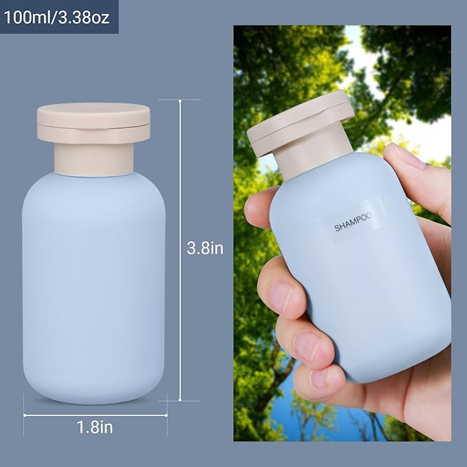 Travel Shampoo Bottle, Empty Plastic Squeeze Bottles 3.4oz with Flip Cap, Lotion Container for Toiletries