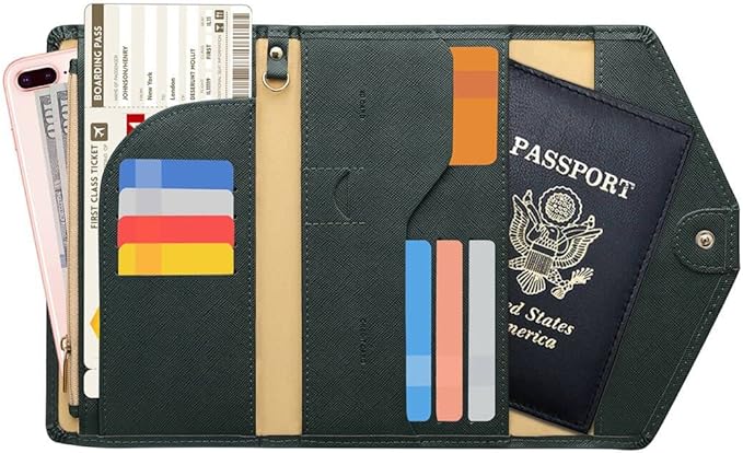 ZOPPEN Mulit-purpose Rfid Blocking Passport Holder Travel Wallet (Ver.4) Passport and Vaccine Card Holder ComboTri-fold Document Organizer Travel Essentials