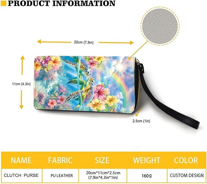 Bulopur Tropical Sea Turtle Wallet for Women Rfid Blocking Zip Around Wristlet Wallet for Ladies PU Leather Waterproof Travel Wallet Passport Holder Ladies Handbags Gifts for Her