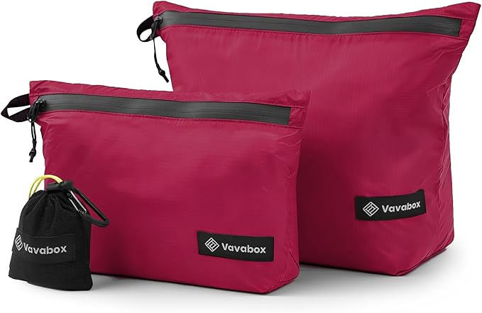 Vavabox Extremely Light Toiletry Bag for Women, Water-Resistant Zipper Pouch, Nylon Makeup Bag Travel essentials for Men Camping Gym (Rose Pink)