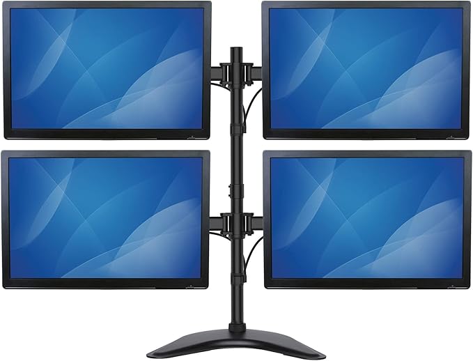 StarTech.com Quad Monitor Stand - Articulating - Supports Monitors 13??to 27??- Adjustable VESA Four Monitor Stand for 4 Screen Setup - Steel - Black (ARMBARQUAD)