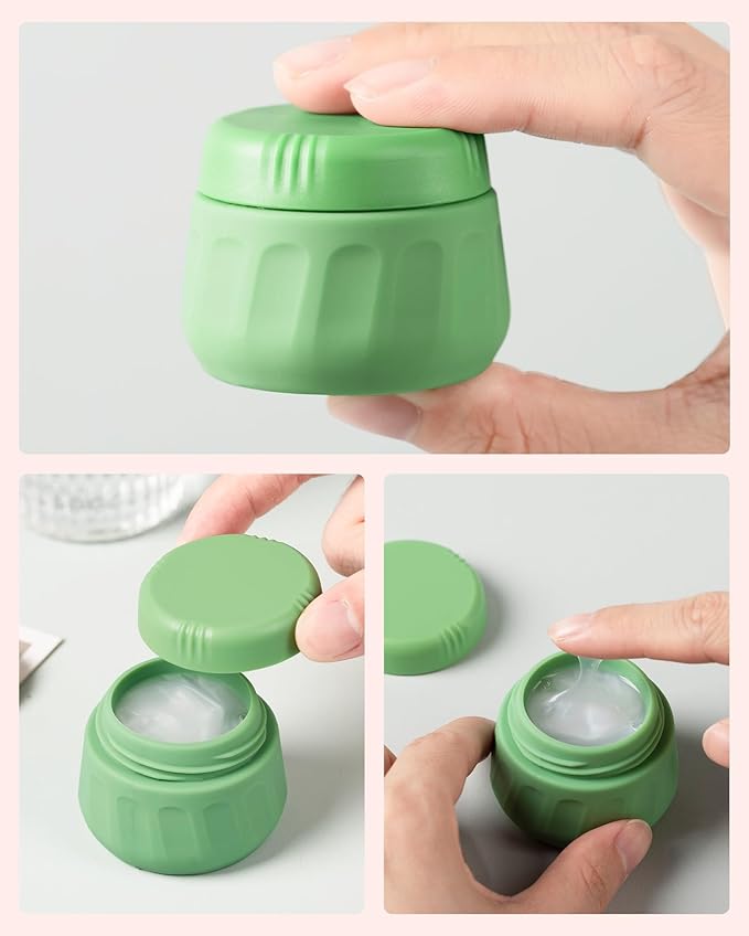 Mrsdry Travel Containers for Toiletries, TSA Approved Travel Size Toiletries 4 Pack, Refillable Containers, With Clear Bag, Leak Proof Silicone Jars, Essentials Creams Jars Carrying Small Items