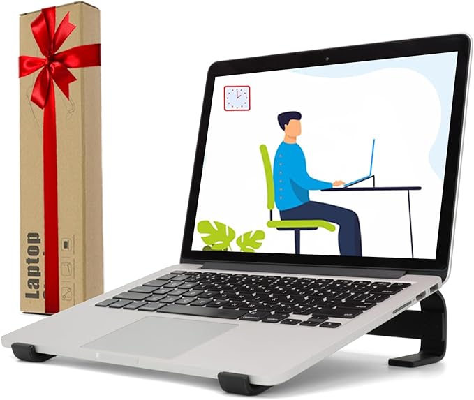 Laptop Stand for Desk, Ergonomic Aluminum Laptop Riser, Ventilated Notebook Stand Compatible with MacBook Air Pro, Dell XPS, HP, More 11-17.3 Inches, Work from Home (Black)