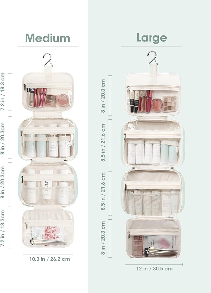 Narwey Hanging Toiletry Bag for Women Travel Makeup Bag Organizer Toiletries Bag for Travel Size Essentials Accessories Cosmetics (Mint Green (Medium))