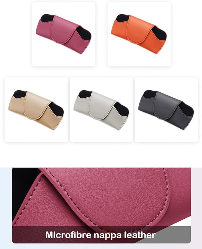 Magnetic Sunglass Holder for Car Visor Clip, Visor Accessories Eyeglasses Holder, Leather Glasses Storage Case