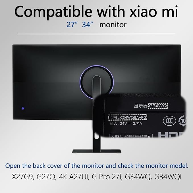 G34WQi VESA Adapter Compatible with XIAOMI 27" 34" Monitors (Fits X27G9, G27Q, G Pro 27i, A27Ui, G34WQ, G34WQi) ??75x75 to 100x100 VESA Mount Adapter Bracket
