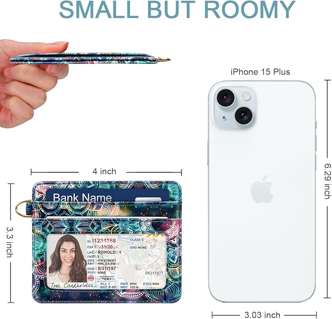 Slim Minimalist Front Pocket RFID Blocking Credit Card Holder Small Wallet Cute Card Cases for Women,Mandala