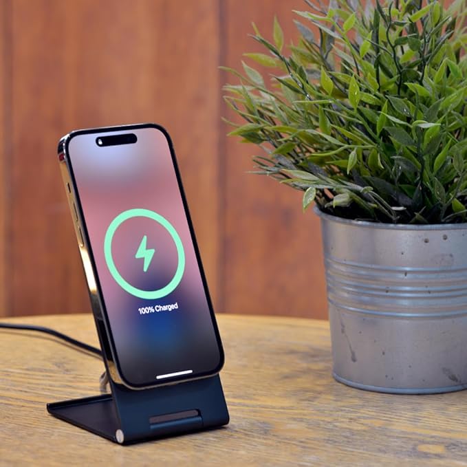 Energizer WCP102 Ultra Thin Wireless Charging Stand, MagSafe, 15W Max, 3mm, 180 Degree Adjustment, Aluminium Alloy