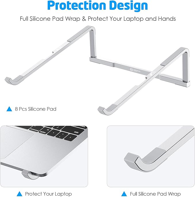 WixGear Laptop Stand for Desk - Foldable, Lightweight Aluminum Laptop Riser Holder, Portable Stand for 10-15.6??Laptops, Prevents Overheating with Non-Slip Rubbers, Travel-Friendly, Ergonomic Design