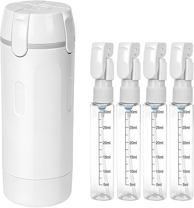 4 in 1 Travel Dispenser, Travel Bottles for Toiletries, Leak Proof Refillable Dispenser Set for Shampoo Conditioner Lotion Cream, Portable Containers for Travel, Camping & Gym (White)