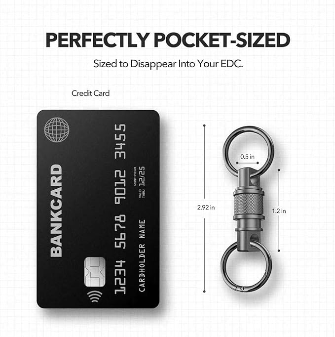 Quick Release Keychain with Detachable Key Rings-Heavy Duty Retractable Key Chain Clip for Men&Wome