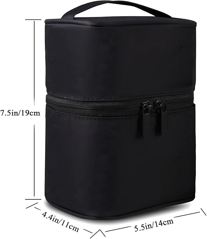 Makeup Bag Travel Cosmetic Bag 7.5x5.5x4.4 Inch Makeup Brush Holder Organizer Cute Portable Artist Toiletry Storage Bag Cosmetics Case for Women (Black)