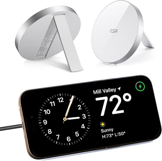ESR for Magsafe Charger, Wireless Charger Kickstand, Charging Pad for iPhone 16/15/14/13/12 Series and AirPods 4/3/Pro/Pro 2, Galaxy S25 Strong Magnetic Charger Pad with 5 ft Removable Cable, White