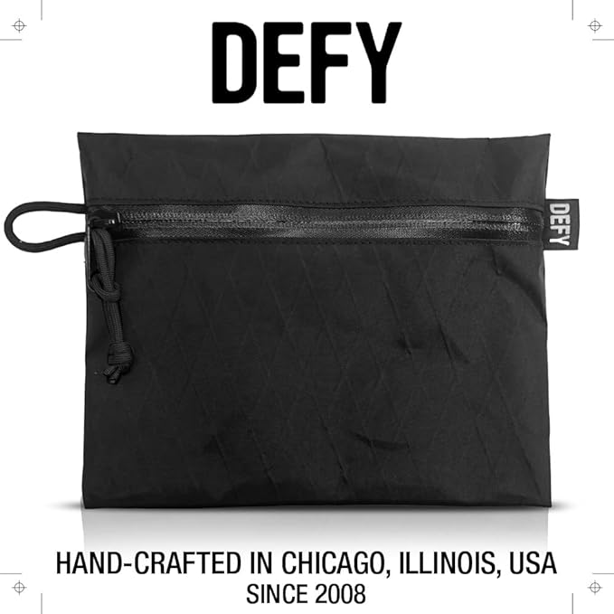 DEFY Project X-Pac Travel Pouch | Lightweight Nylon Organizer Pouch For Accessories | Premium Tech Wallet | Water Repellent Travel Organizer (Large, Black)