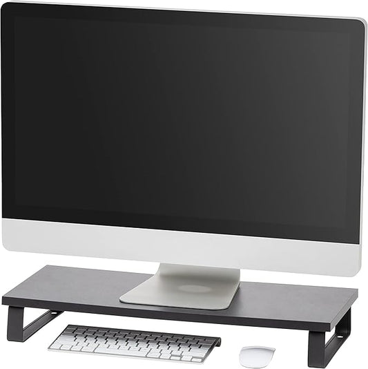 IRIS USA 1-Tier Multi-Purpose Modern PC Monitor Organizer Stand with Metal Legs, Ergonomic Desktop and Countertop Riser for Computer Laptop TV Kitchen Pantry and Closet Organization, Black