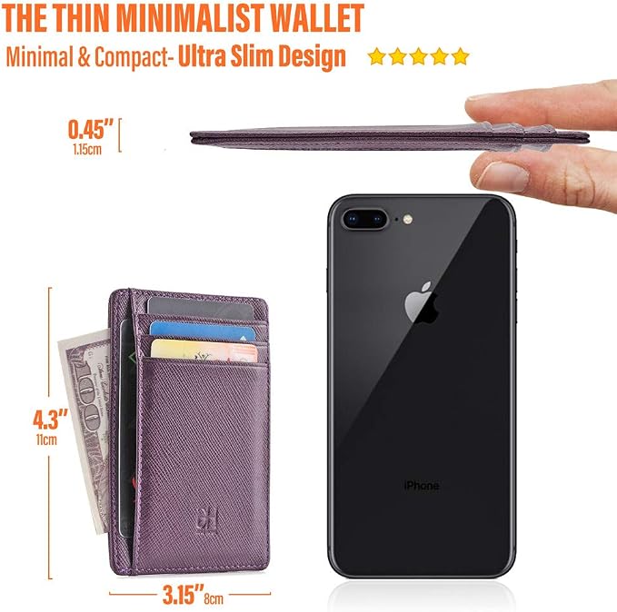 GH GOLD HORSE Slim RFID Blocking Card Holder Minimalist Leather Front Pocket Wallet for Women | Slim