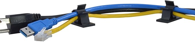 JacobsParts V1 Adhesive Cable Management Clips, 0.5 Inch Adjustable Clamp, Black (25 Pack)