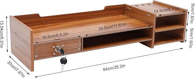 YIYIBYUS Computer Monitor Stand Riser Desk Laptop Organizer Stand with Drawer Desktop Storage Organizer Shelf for Office, Home Computers PC Monitors