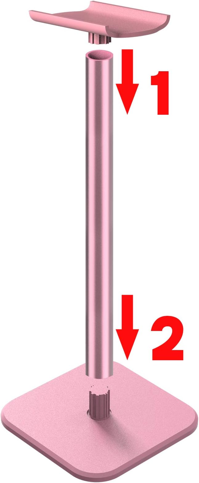Geekria Aluminum Alloy Headphone Stand for Over-Ear Headphones, Gaming Headset Holder, Desk Display Hanger with Solid Heavy Base Compatible with Beats SoloPro, Bose QC35 (Pink)