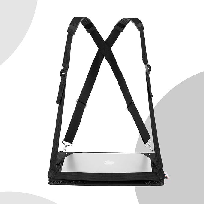 Laptop Harness - Wearable Laptop Stand for Up to 17" Laptops, Tablets & E-readers - Adjustable Straps, Includes Memory Foam Mouse Pad