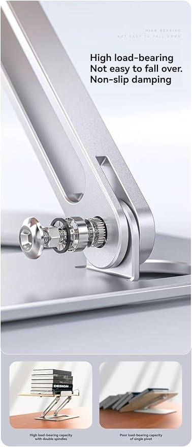 Ergonomic Book Stand Holder - Heavy Duty Aluminum Reading Riser with Page Clamp