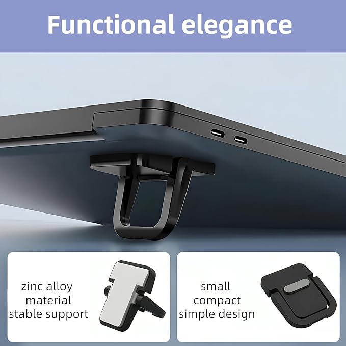 Portable Laptop Stand Zinc Alloy Anti-Slip Keyboard Riser Suitable for 10-17 Inches Laptops, Black