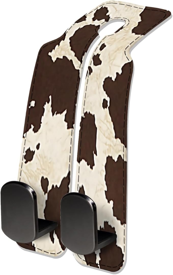 Car Seat Headrest Hook, Universal Leather Cute Hanger Holder Hook, Storage Organizer Interior Accessories for Purse Bags Handbag Retro Cowhide