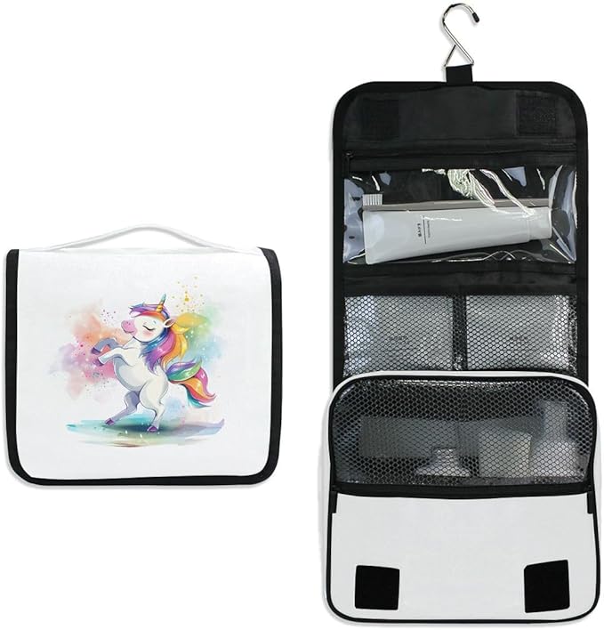 senya Hanging Travel Toiletry Bag Cute Kit Makeup Case Cosmetics Organizer for Men Women (Unicorn)