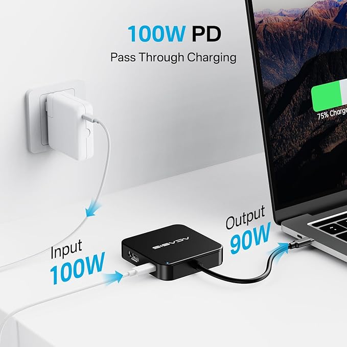 ACASIS USB C Hub 10Gbps, 6-in-1 Multiport Adapter with 4K 60Hz HDMI, 100W Power Delivery, USB A3.2 Data Port, USB C to HDMI Adapter for MacBook, Dell, Lenovo, Surface, iPad PRO, XPS(Black)