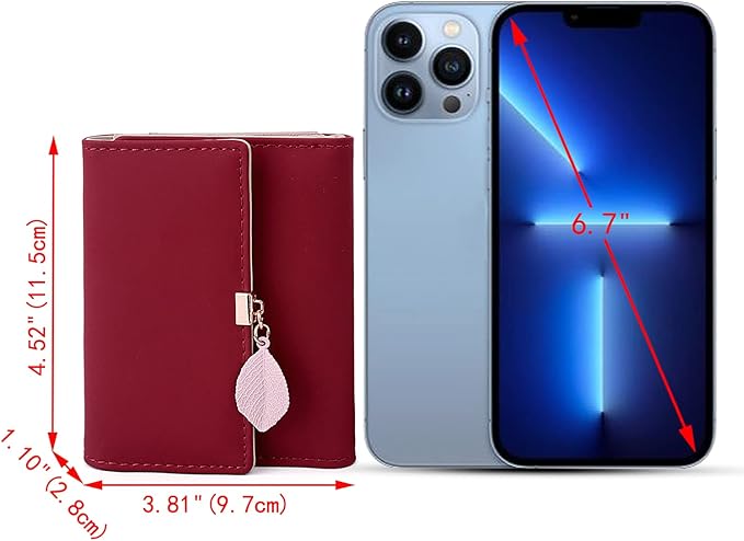 UTO RFID Wallet for Women PU Leather Leaf Pendant Card Holder Phone Checkbook Organizer Zipper Coin Purse | Leaf Pendant, Card Holder, Phone, Checkbook, Organizer, Zipper