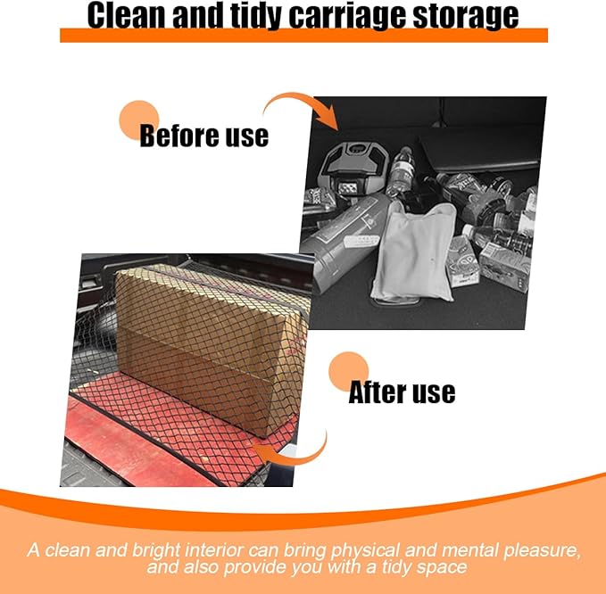 Zpana Truck Bed Cargo Net for Pickup, Highly Elastic 4'x4' Stretch to 7'x7' Stretchable Trunk Organizer Mesh with 6 PCS Carabiners, Auto Storage Accessories, Universal for Vehicles(Single Layer)